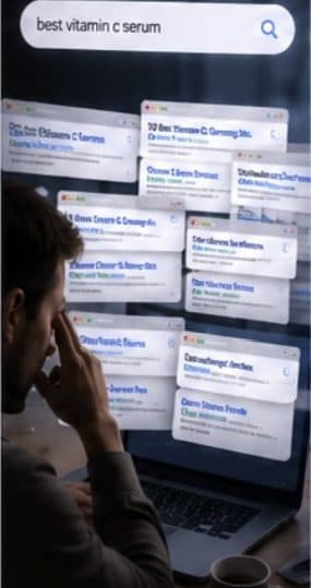A frustrated user staring at a screen of paginated search results.
