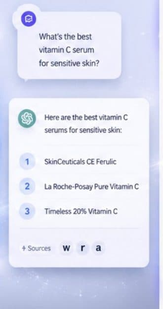 AI engine surfacing a single, recommended brand answer to a buyer query.