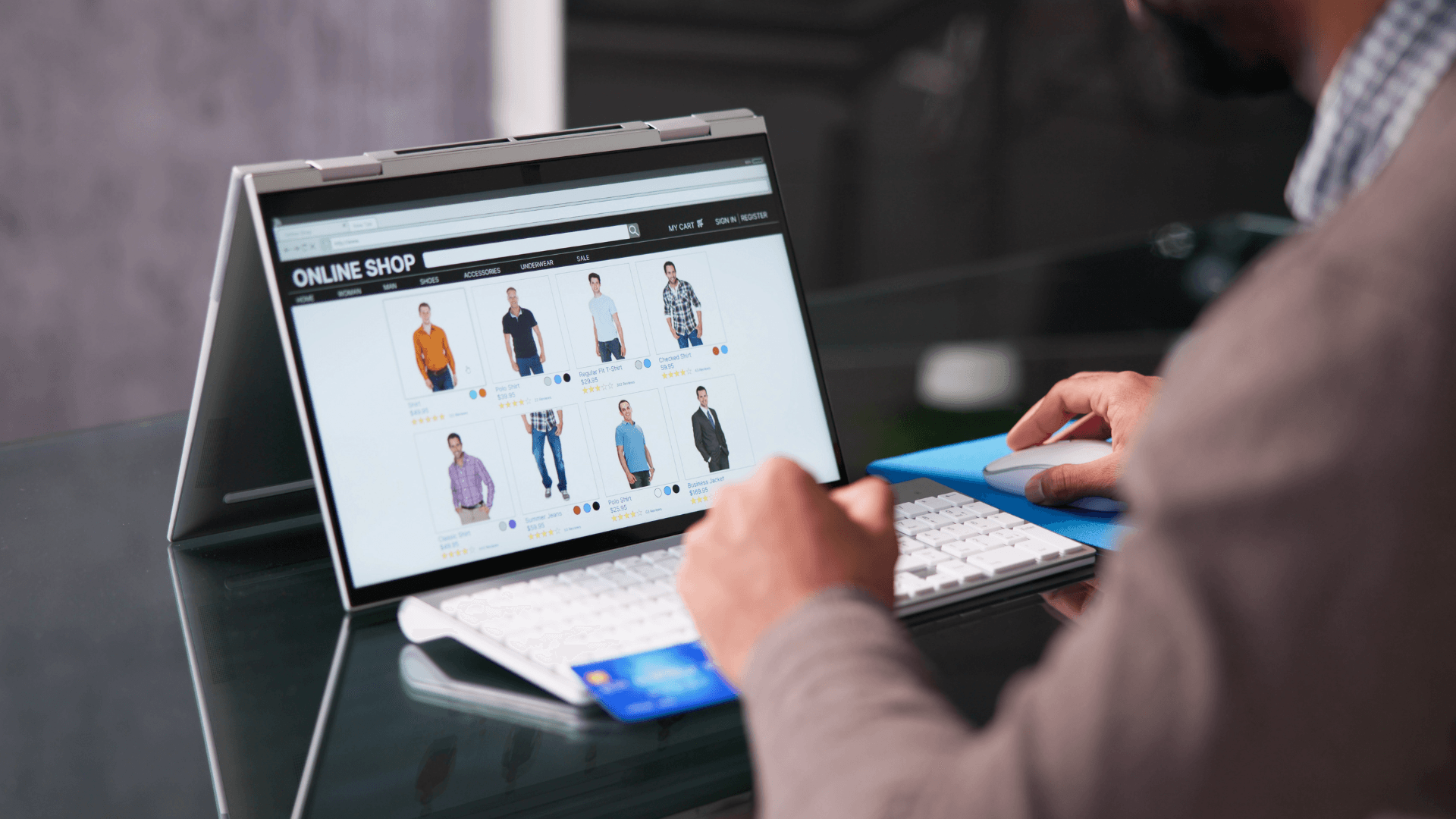 Buyer on an eCommerce site in a laptop